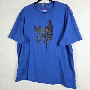 Robert Graham Skull 100% Cotton Mens 3XL Short Sleeve Blue Graphic T Shirt